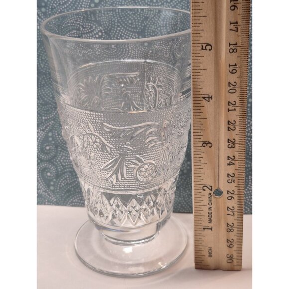 Set Of 4 Duncan Miller Sandwich Glass Footed Tumblers Vintage Iced Tea Glass - Picture 3 of 10